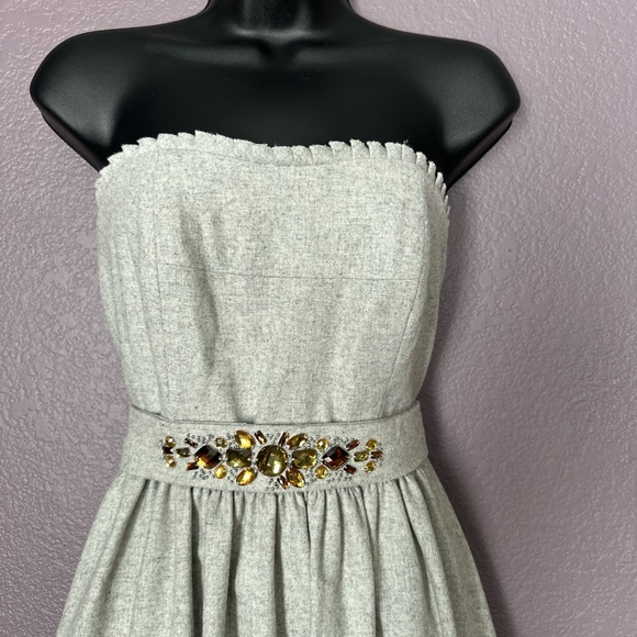 Banana Republic Dresses & Skirts - 🍂🍁gray wool strapless babydoll dress with golden bead embellished belt🍁🍂
